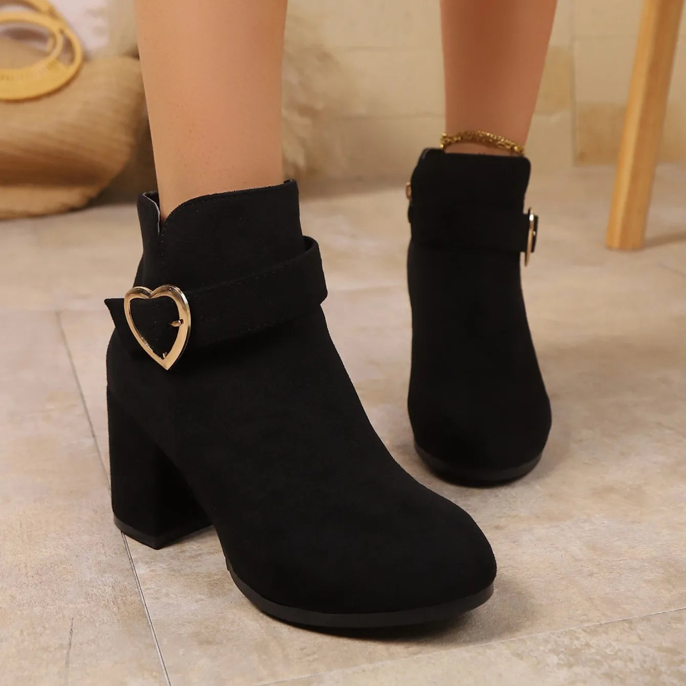 2026 New Women Anti-slip Ankle Boots Platform Zipper High Heels Short Boots Comfortable Designer Shoes Women Zapatos De Mujer