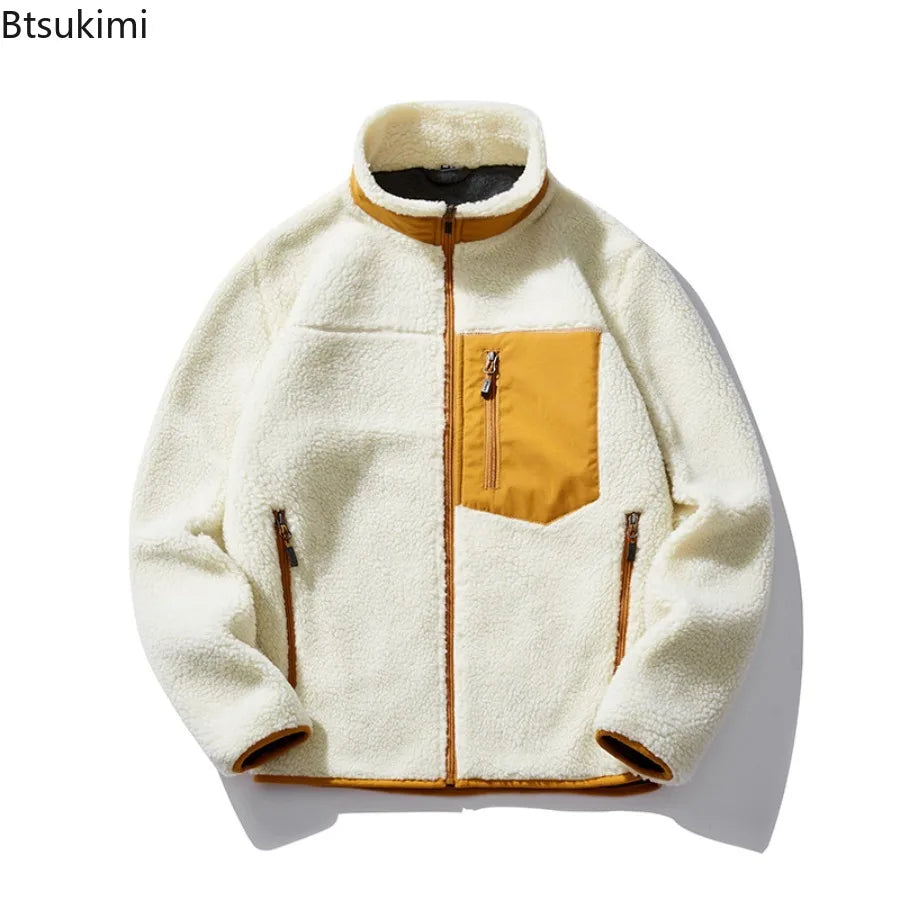 Winter Imitation Lamb Wool Jackets Men's Outdoor Sweater Cashmere Jacket Windproof Coldproof Warm and Comfortable Coats for Men