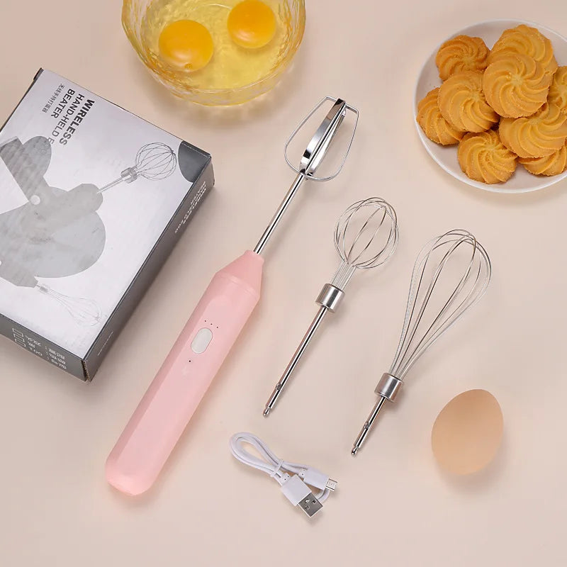 Cordless Multi-Use Whisk System | Compact Handheld Mixer with Milk Frother & Auto-Stirring for Baking, Coffee, and Cream