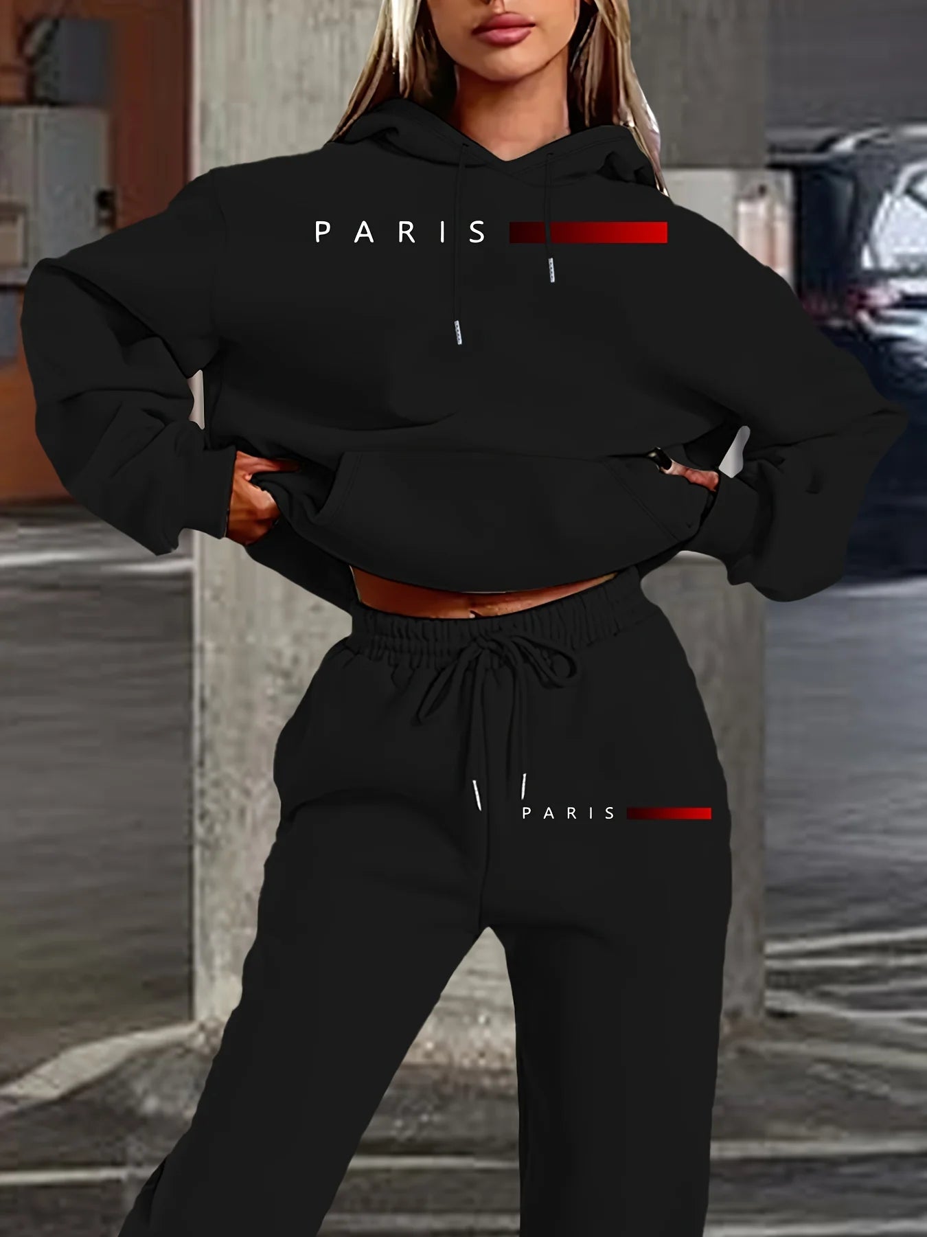 women Hoodies+sweatpant set Hip Hop Street Casual Printed Hoodie Oversize Loose New Sweatshirts Autumn Warm Fleece Clothing