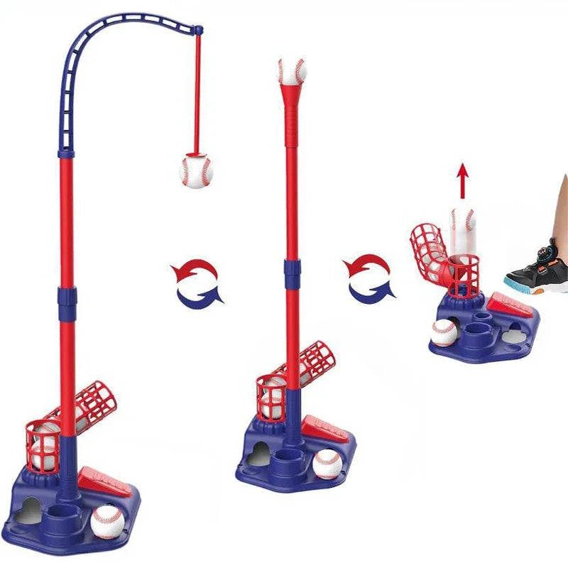 Baseall Set for Kids Indoor Outdoor Sport Toy 3-in-1 Baseball Set with Pitching Machine Adjustable Teeball Batting Toys for Boys