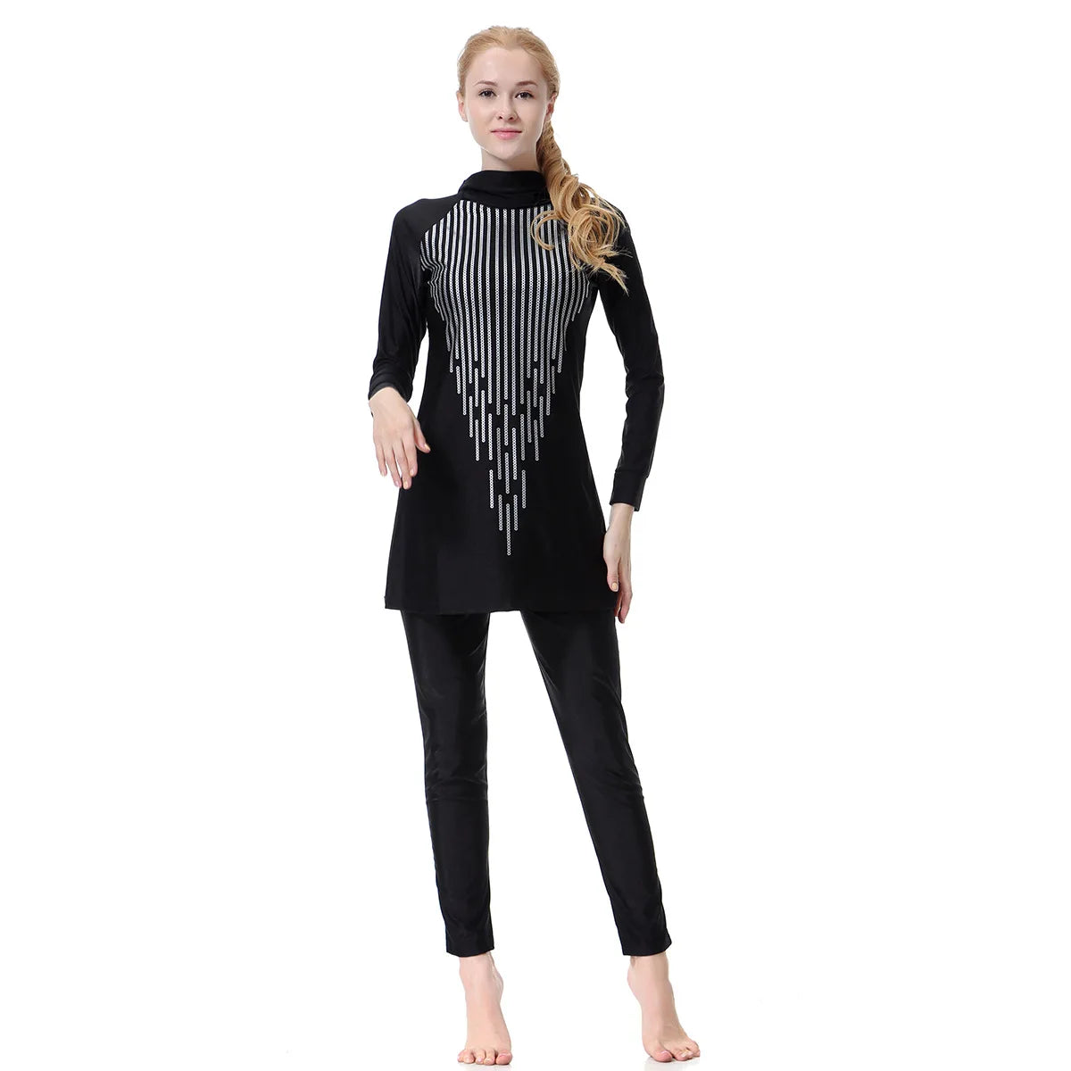 Elegant Islamic Women Swimsuits Long Sleeved Bodysuits+skirt+hat 3pcs Bathing Swimming Suit Muslim Sexy Girls Beachwear S-xxxl