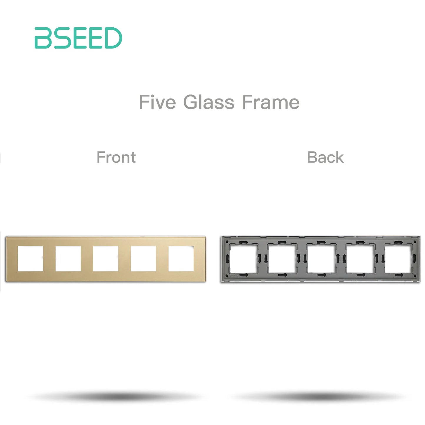 BSEED Only Glass Frame Panel Single Double Frames Wall Socket Triple Four Frames DIY Part with Metal Frames White Black Golden