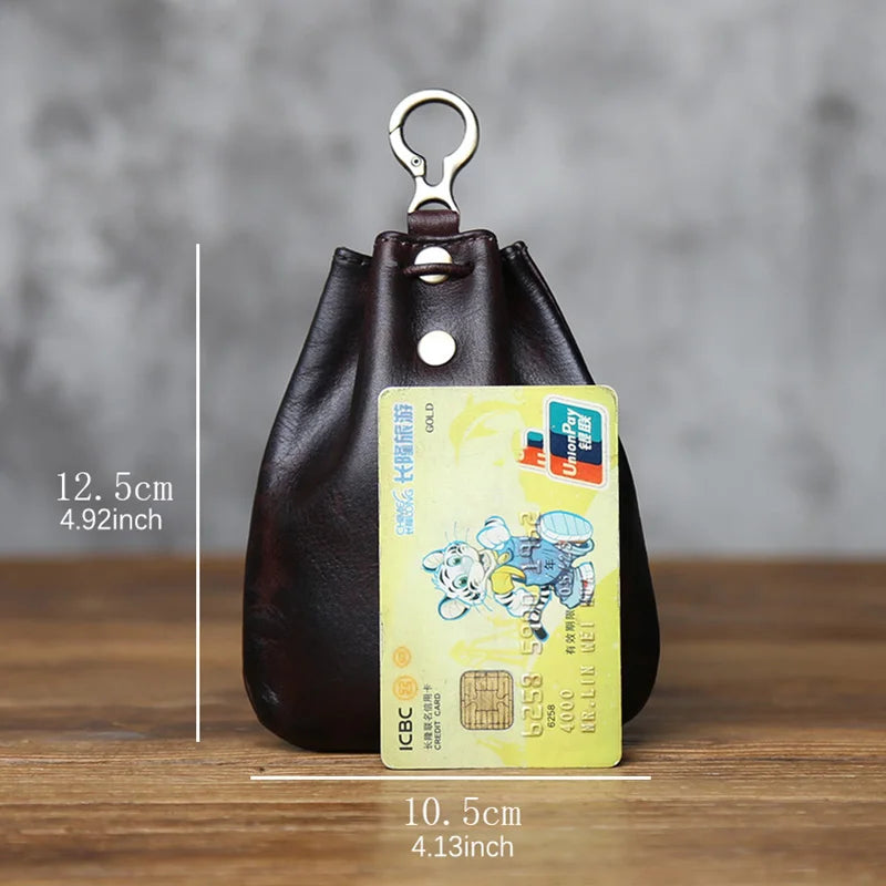 Genuine Leather Key Bag  First-layer Cowhide Coin Purse Simple Waist Bag Creative Lucky Bag Card Bag
