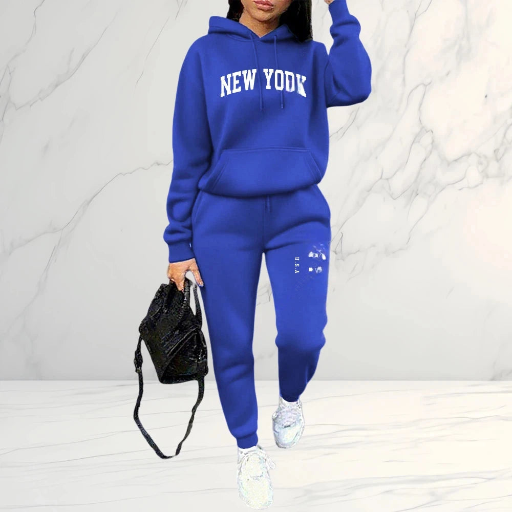 2026 Spring Autumn Women's Sets 2pcs Hoodies Pants Suit Sports Outfits Letter Print Aesthetic Clothes Ladies Tracksuit Pant Sets
