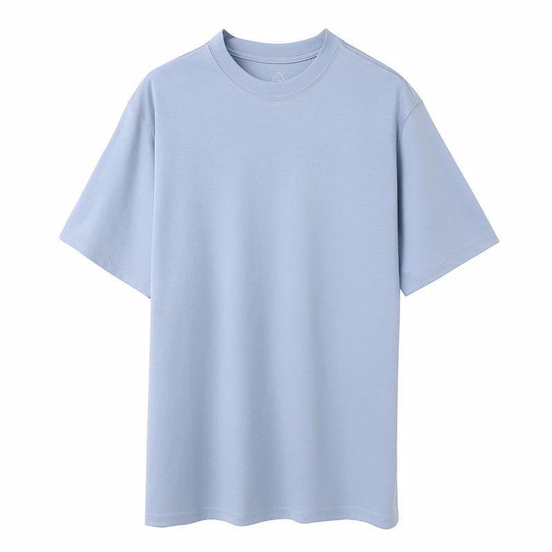 Men's Cotton High-End Fabric Liquid Ammonia T-shirt 100% Mercerized Cotton Short-Sleeved Summer Cool Silky Crewneck Sweater