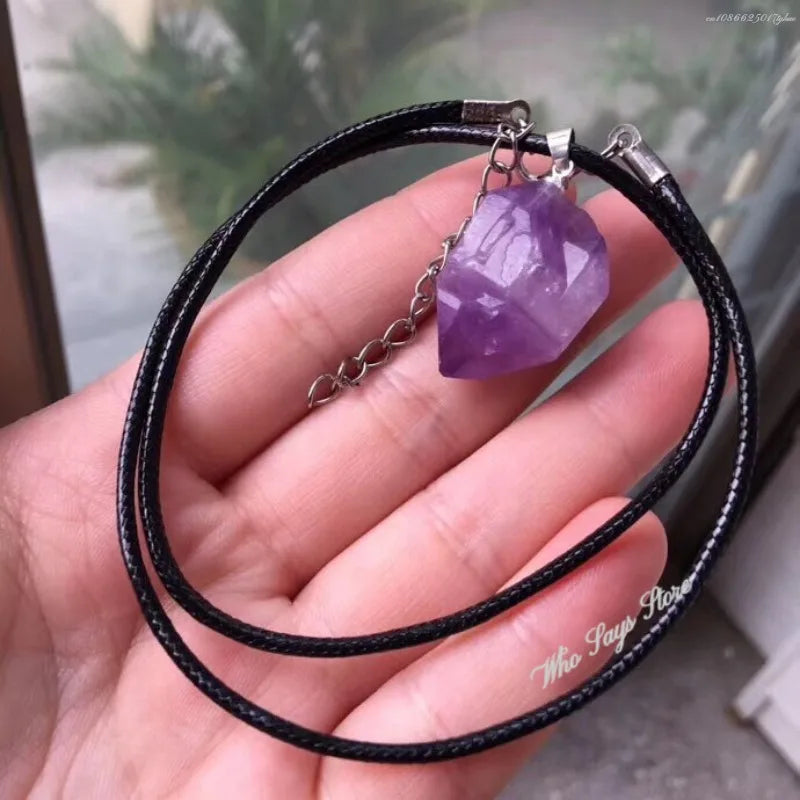Jewellery Women Necklace Natural Healing Amethyst Crystal Rose Quartz Stone Abalone Shell Pendant Collar Acero Inoxidable Mujer