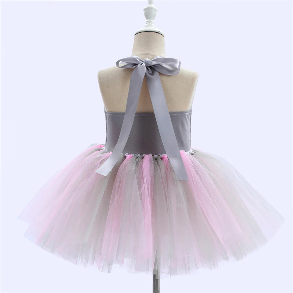 Girl Cartoon Raccoon Sloth Koala Piggy Rabbit Tutu Sling Dress Children Cosplay Festival Performance Dance Costume Headband Sets
