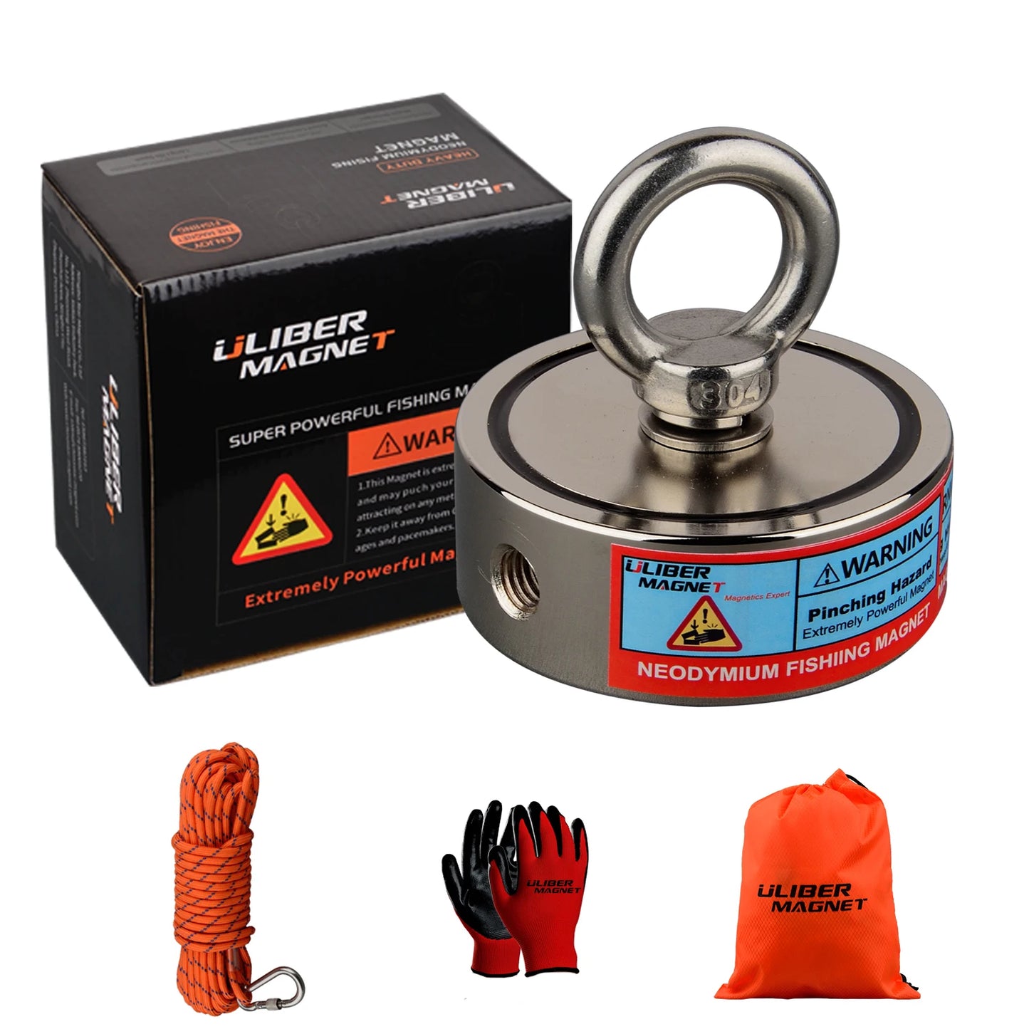 Double Sided 300-500KG Magnet Fishing Kit Neodymium Magnets Rope Claw Gloves Glue Plastic Shovel Bag Magnetic Recovery Salvage