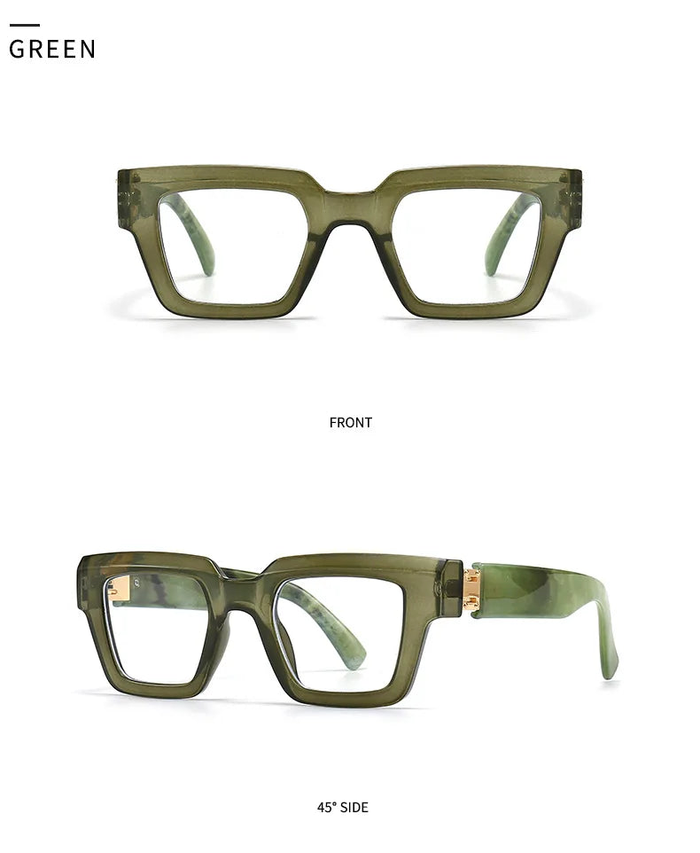 Brand Design Retro Reading Glasses for Man and Women Fashion Luxury Legs Large Size Square Presbyopic Eyewear Dioptric 0 to +6.0