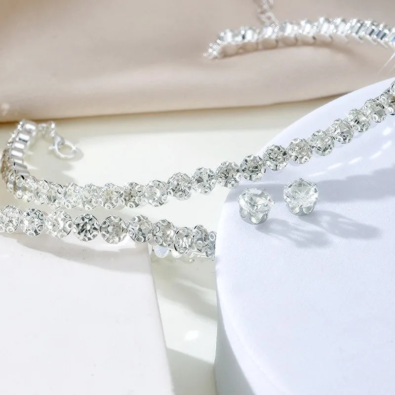 4 Pieces of Women's Fashionable and Minimalist Necklaces with Earrings, Bracelets, Jewelry Sets, Banquet and Party Accessories