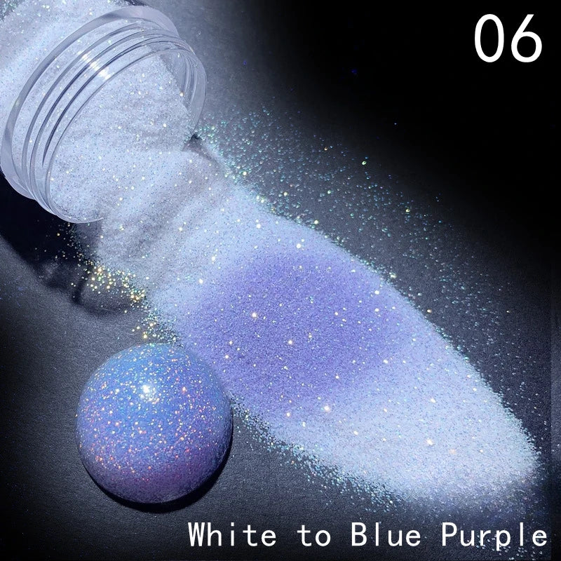 10g/box UV Sensitive Color Temperature Changing Powder DIY Handmade Nail Art Glitter Powder UV Light-changing Cosmetic Pigments
