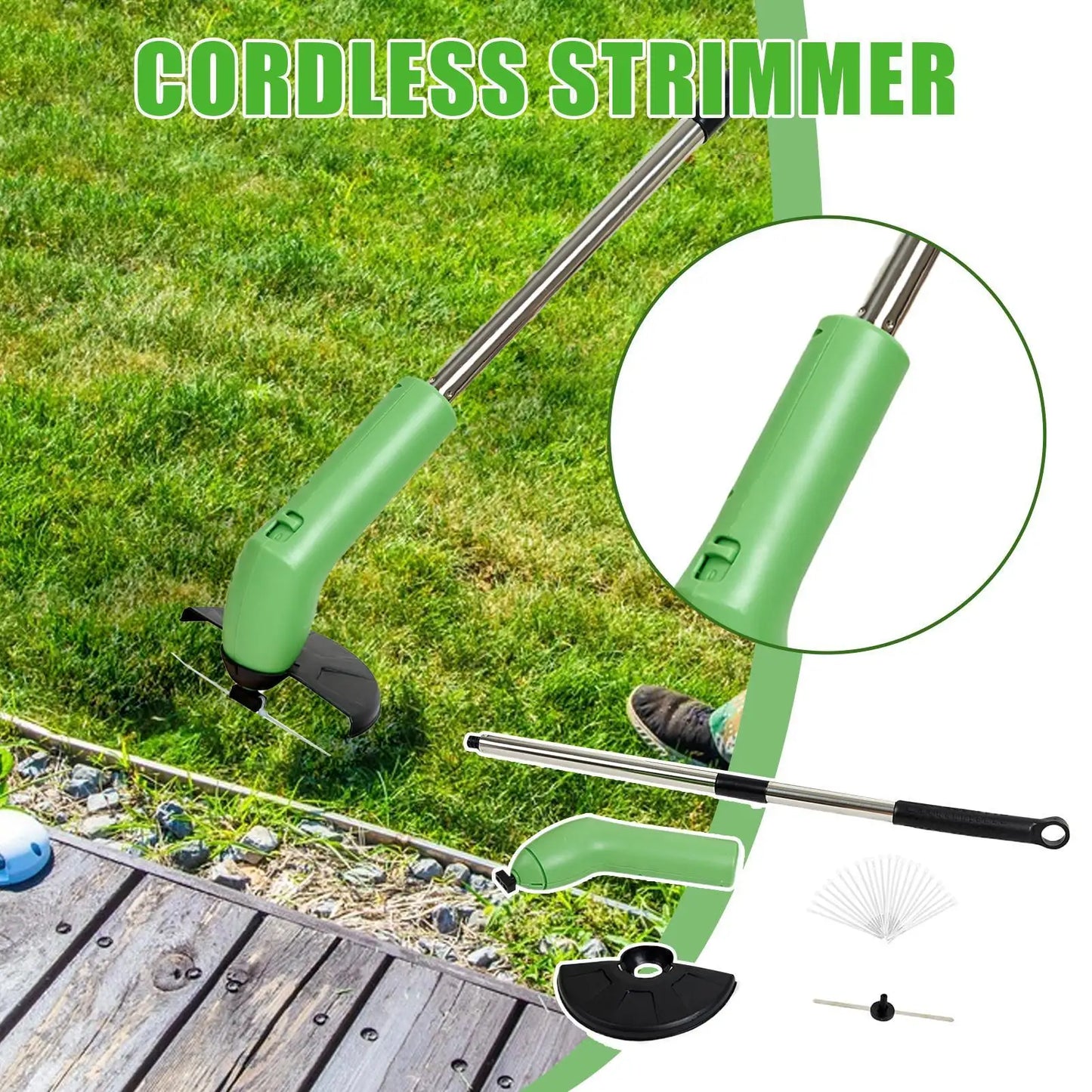 Cordless Strimmer Small Electric Edger Grass Eater Handheld Lawn Mower Weeding Tool Edging Trimming Hedge Shears for Gardeners