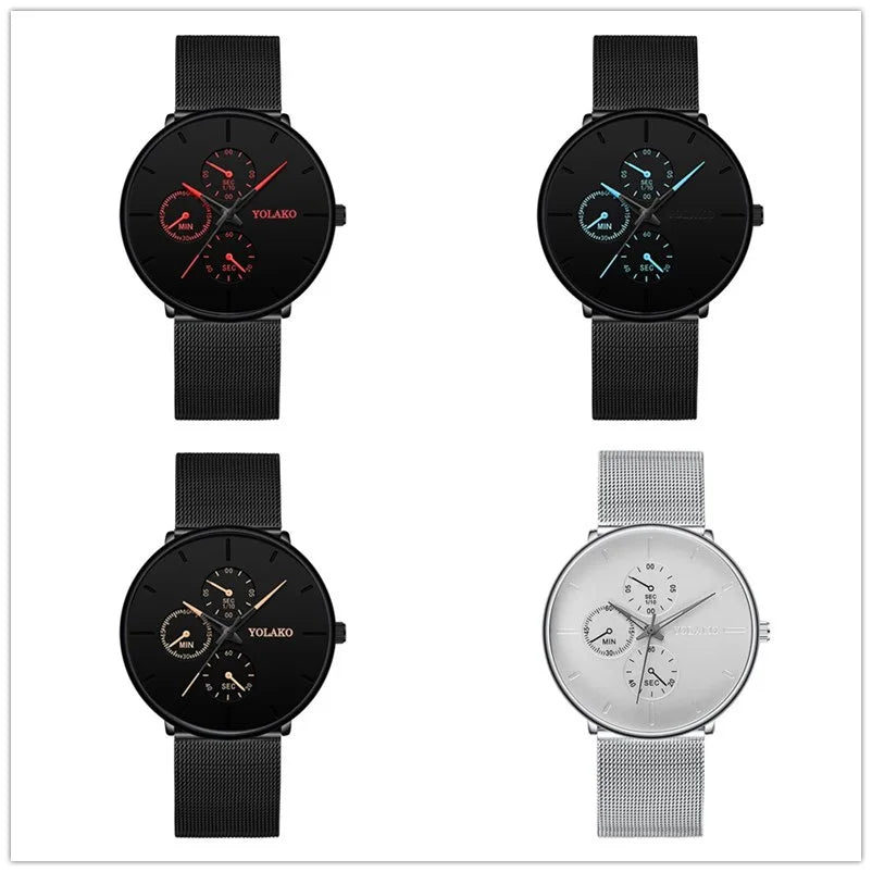 New Women Luxury Watches for Men Business Casual Ultra Thin Clock Male Stainless Steel Mesh Belt Quartz Watch relogio masculino