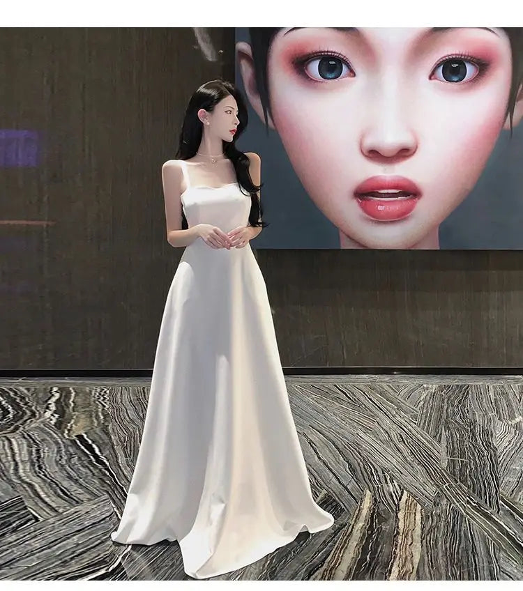 Chic Evening Dresses Dress Women's Elegant Banquet High-End Travel Vacation Photo Dress New Summer Long Sling Dress