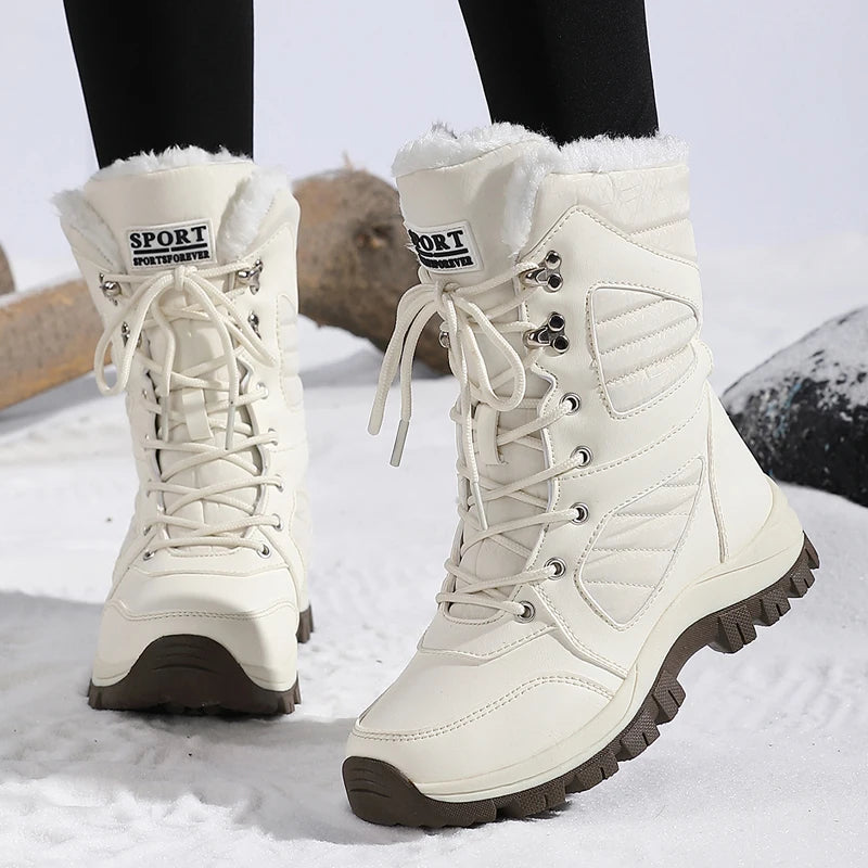 Ladies' Fashionable Snow Boots Solid Color Design Round Toe Style Ultra-fine Fiber Outer Layer Fabric Lining Rubber Sole