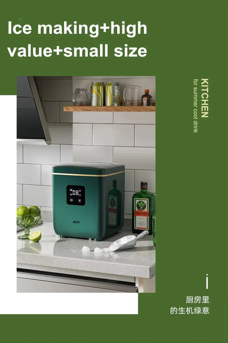 160W Mini Ice Maker - Automatic Home & Commercial Use, Fast Ice Making, Stainless Steel, Easy Clean, for Tea Shop & Bar