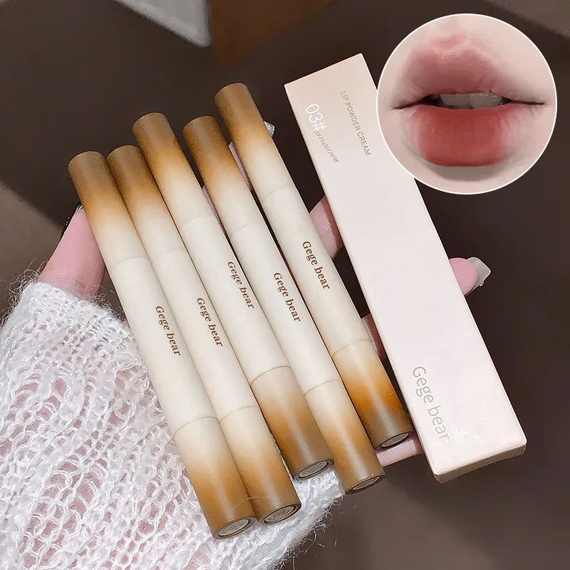 Gege Bear Velvet Matte Lip Powder Cream — Soft Velvet Finish, Natural-Looking and Skin-Tone Enhancing, Long-Lasting,