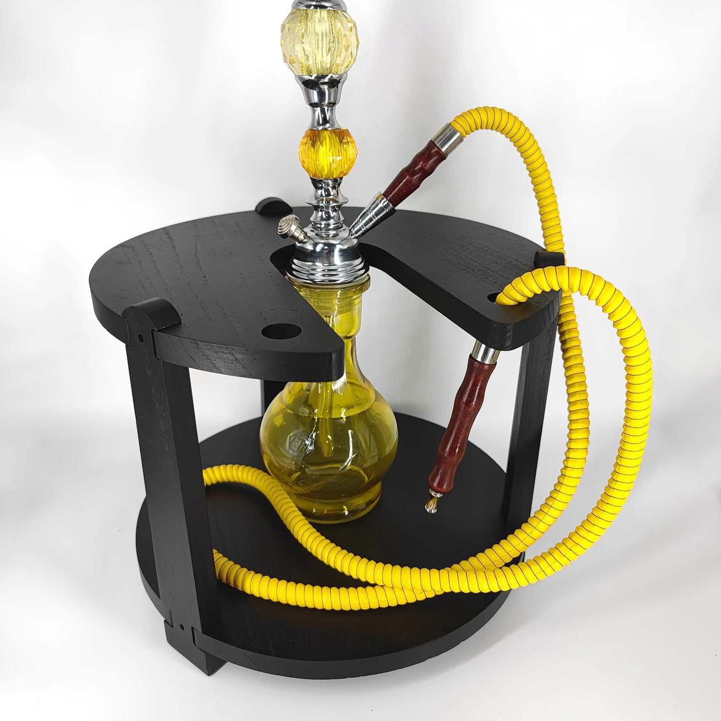 Shisha Stand Portable Wooden Hookah Table Holder Station With Wheels Rolling for Vase protection Hose Clamp Nargile Accessories