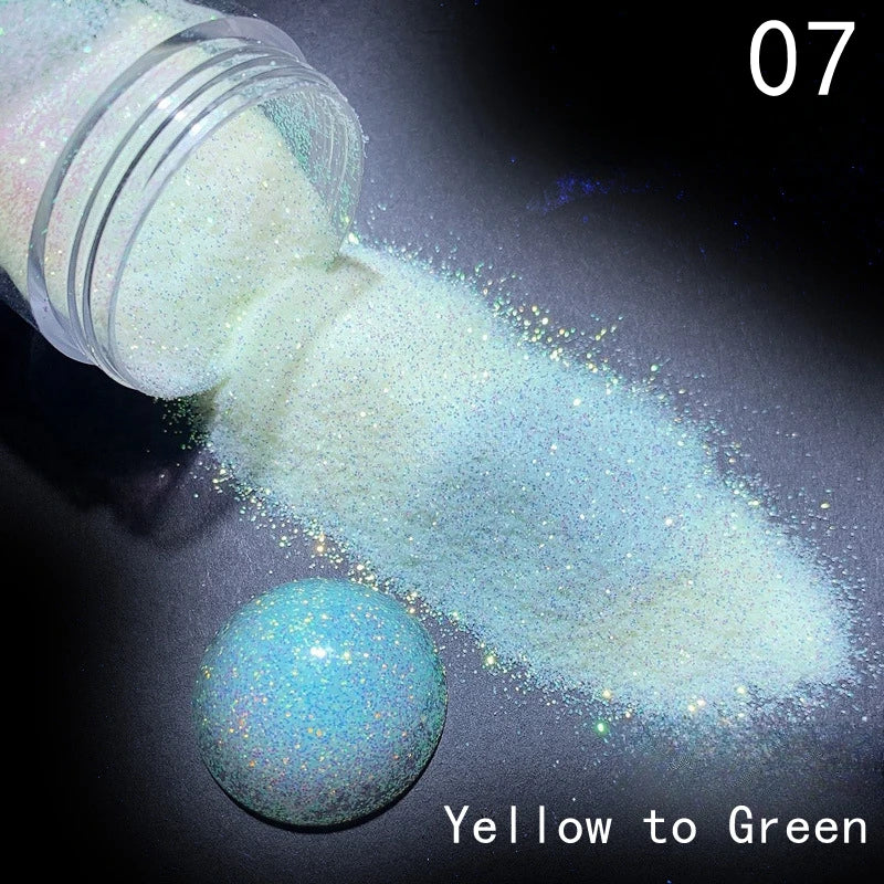 10g/box UV Sensitive Color Temperature Changing Powder DIY Handmade Nail Art Glitter Powder UV Light-changing Cosmetic Pigments