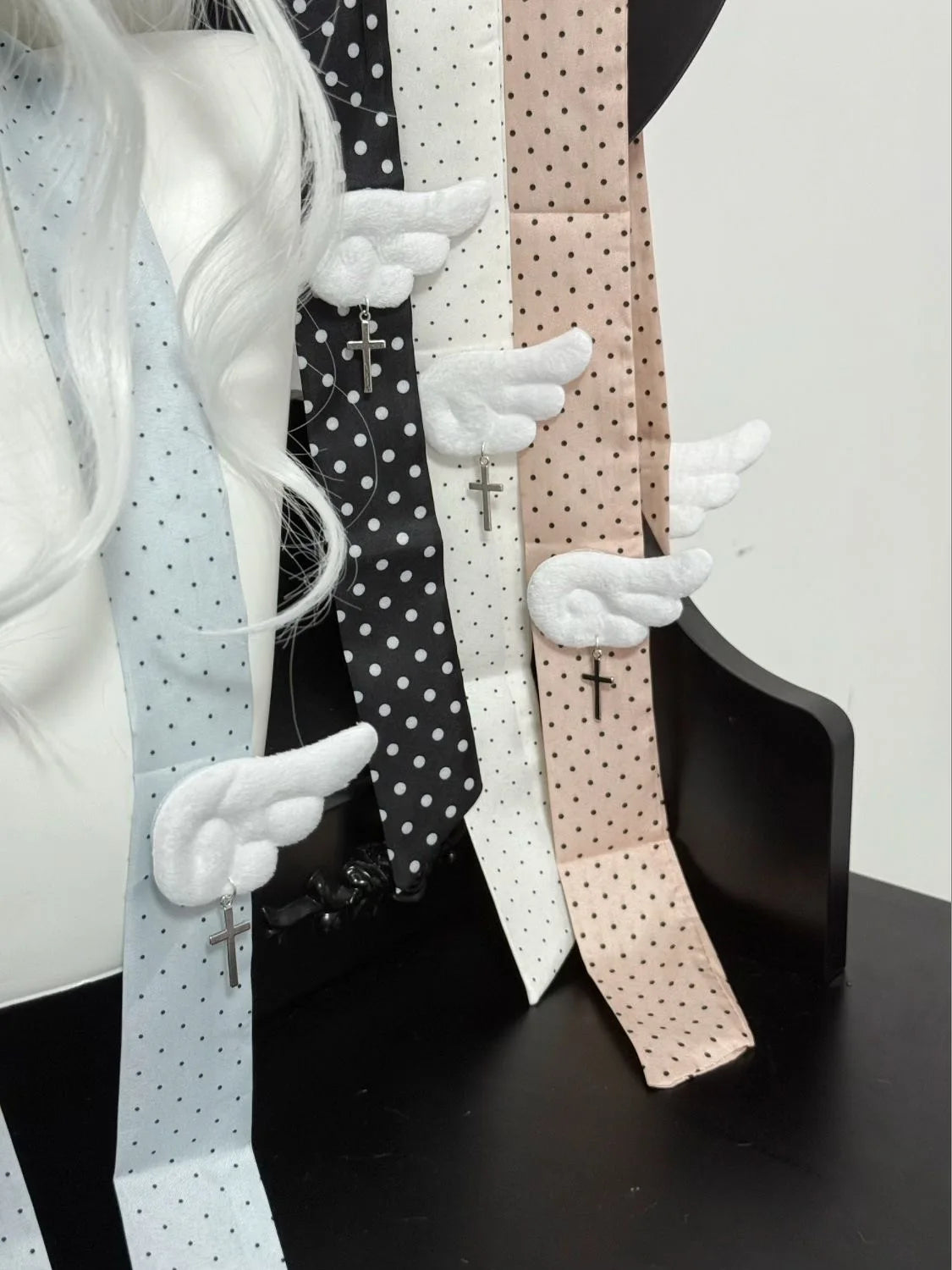 Handmade Polka Dot Silk Necktie Summer New Japanese-style Lolita Long Bowtie Girl Y2K Landmine Decoration Bow Tie Accessories