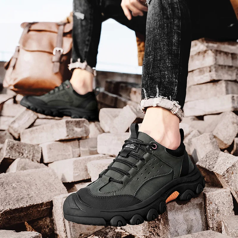 Genuine Leather Men's Casual Shoes Outdoor Sneakers Non-Slip Sports Hiking Footwear Leisure Walk Male Treking Footwear Trainers