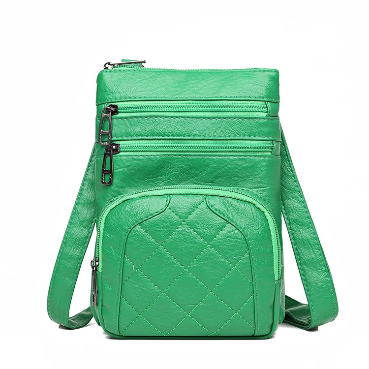 Ladies' soft leather shoulder bag, mobile phone bag, layered bag, mailman, one shoulder luxury designer, ladies' handbag, wallet