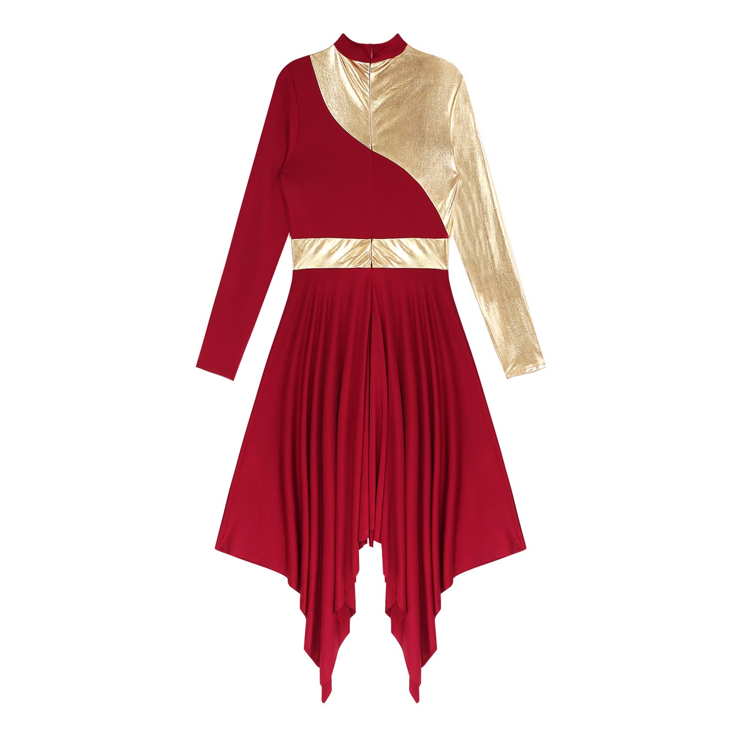 Women Modern Lyrical Dance Dress Waltz Ballroom Performance Costume Church Choir Worship Gown Long Sleeve Shiny Dancewear