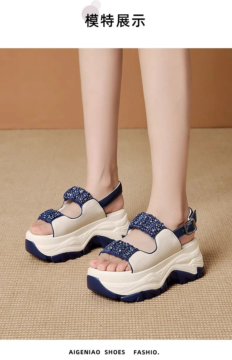 Modern Wedges Sandals For Women's Summer New High Thick Sole Sandals female height Increasing Shoes Woman Ladies Platform Shoes