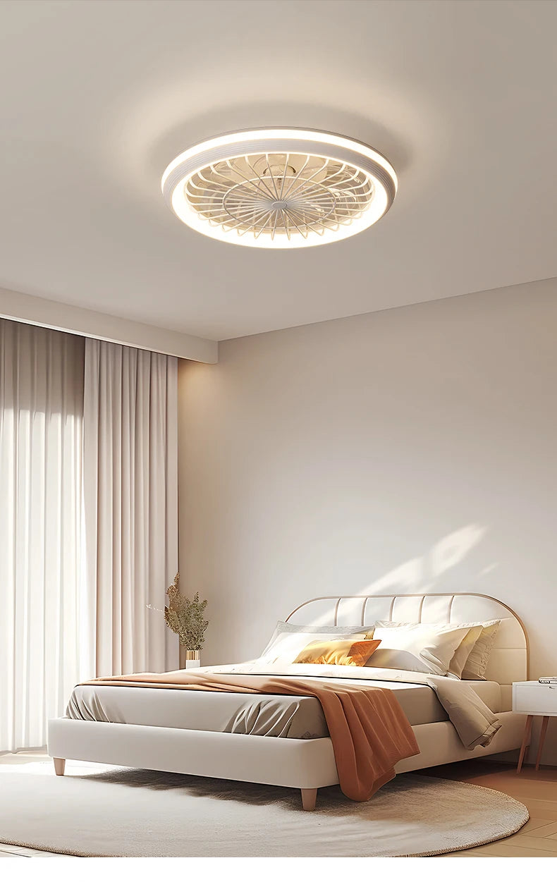 New Ceiling Fan Light Living Room Bedroom Modern and Simple Home Intelligent Remote Control Restaurant LED Fan Light