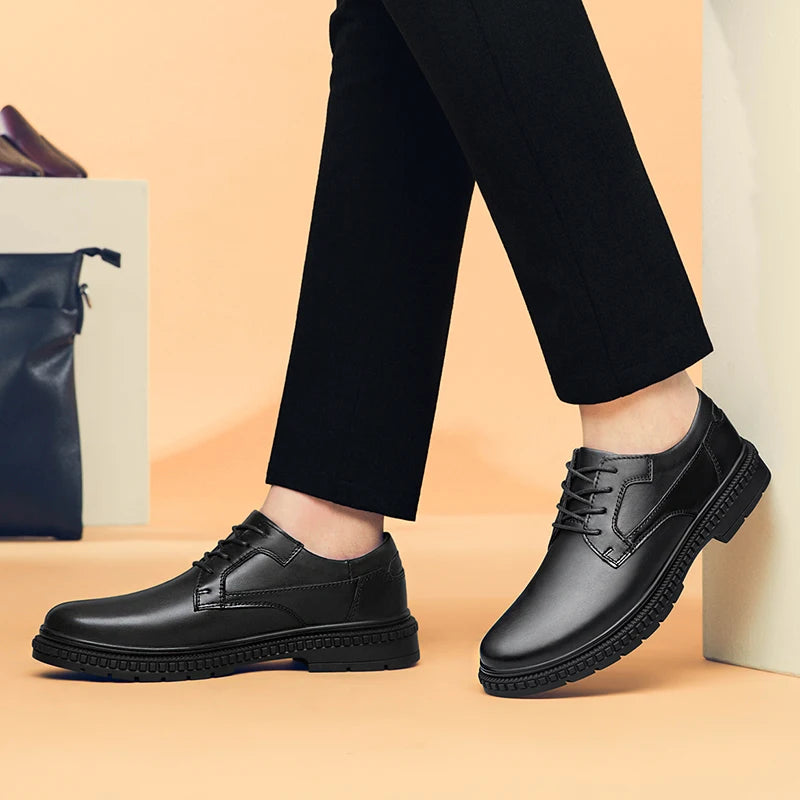 Classic Brand Men's Genuine Leather Casual Shoes Thick Soled Men's Workwear Business Shoes High-end Oxford Shoes Versatile