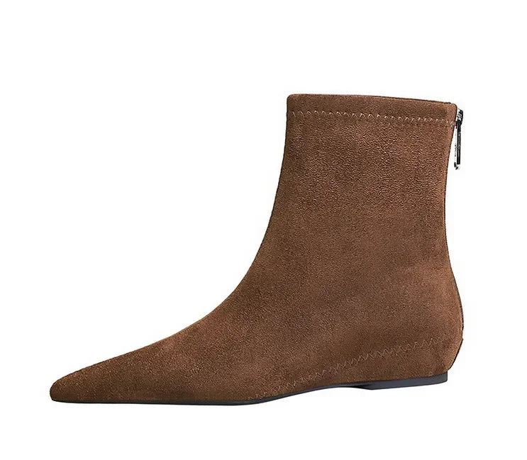 Women Red Pointed Toe Suede Ankle Boots Elegant Woman Inner Heel Short Boots 2024 Autumn Chic Office Female Keep Warm Short Boot