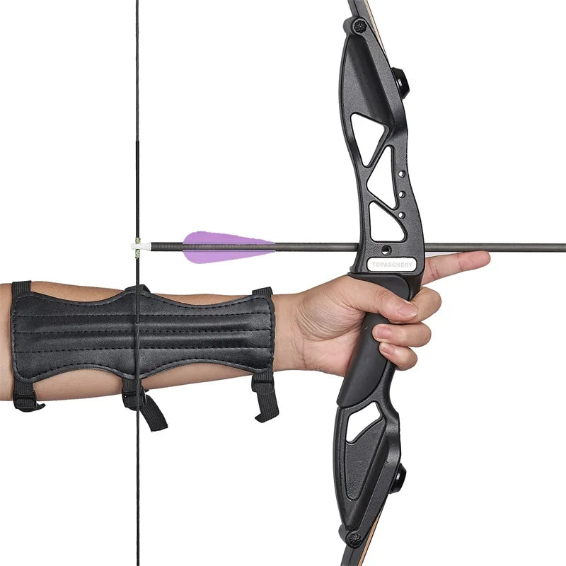 Archery Arm Finger Guard Leather Handguard Protector Adult 3 Finger Glove Left Right Hunting Shooting Safety Anti Slip Protect