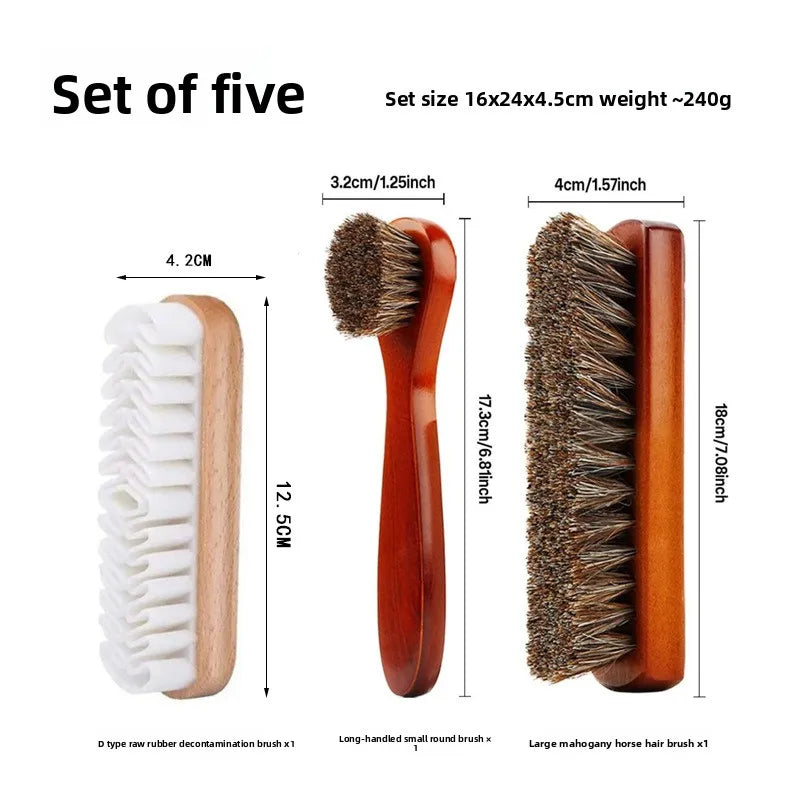 Horsehair Suede Polishing Brush Shoe Care Kit High Gloss Auto Seat Cleaner