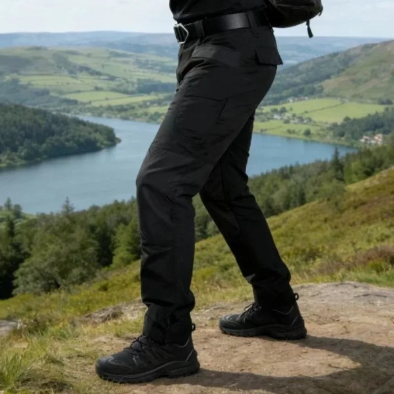 Men's Spring Autumn Tactical Pants Outdoor Work Cargo Trousers for Hiking Camping Climbing Hunting Waterproof with Multi-Pockets