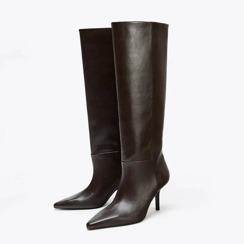 Women's Knee High Boots Stiletto Heel Pointed Toe Sleek Elegant Autumn/Winter Versatile Fashion Footwear Ladies' Mid Boots