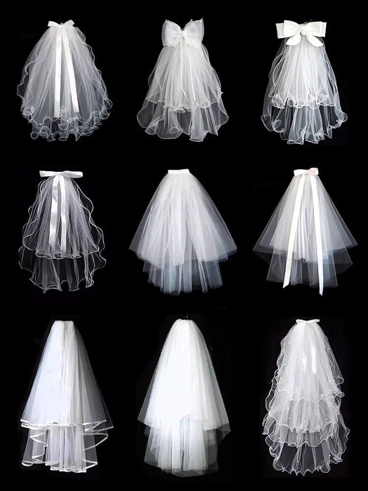 Wedding Veil Bridal Headwear Engagement Proposal Simple Elegant Soft Tulle Headpiece for Bride Ceremony Registration