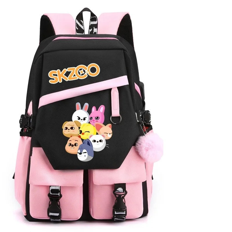 New StrayKids shoulder bag student backpack leisure bag travel backpack SKZOO School Bags Boys Girls Teens Bookbag