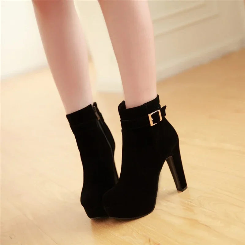 Woman Fashion High Heels Women's Shoes Sexy Add Fur Winter Ankle Boots Short Boots Ladies Shoes