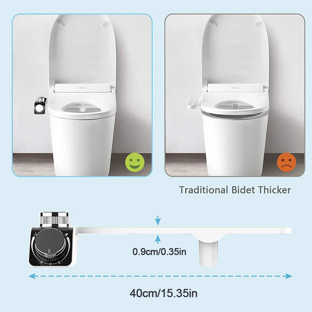 Bidet Attachment Self-Cleaning Double Nozzle Toilet Seat Adjustable Water Pressure Bidet Sprayer With Hose Non-Electric EU/US/AU
