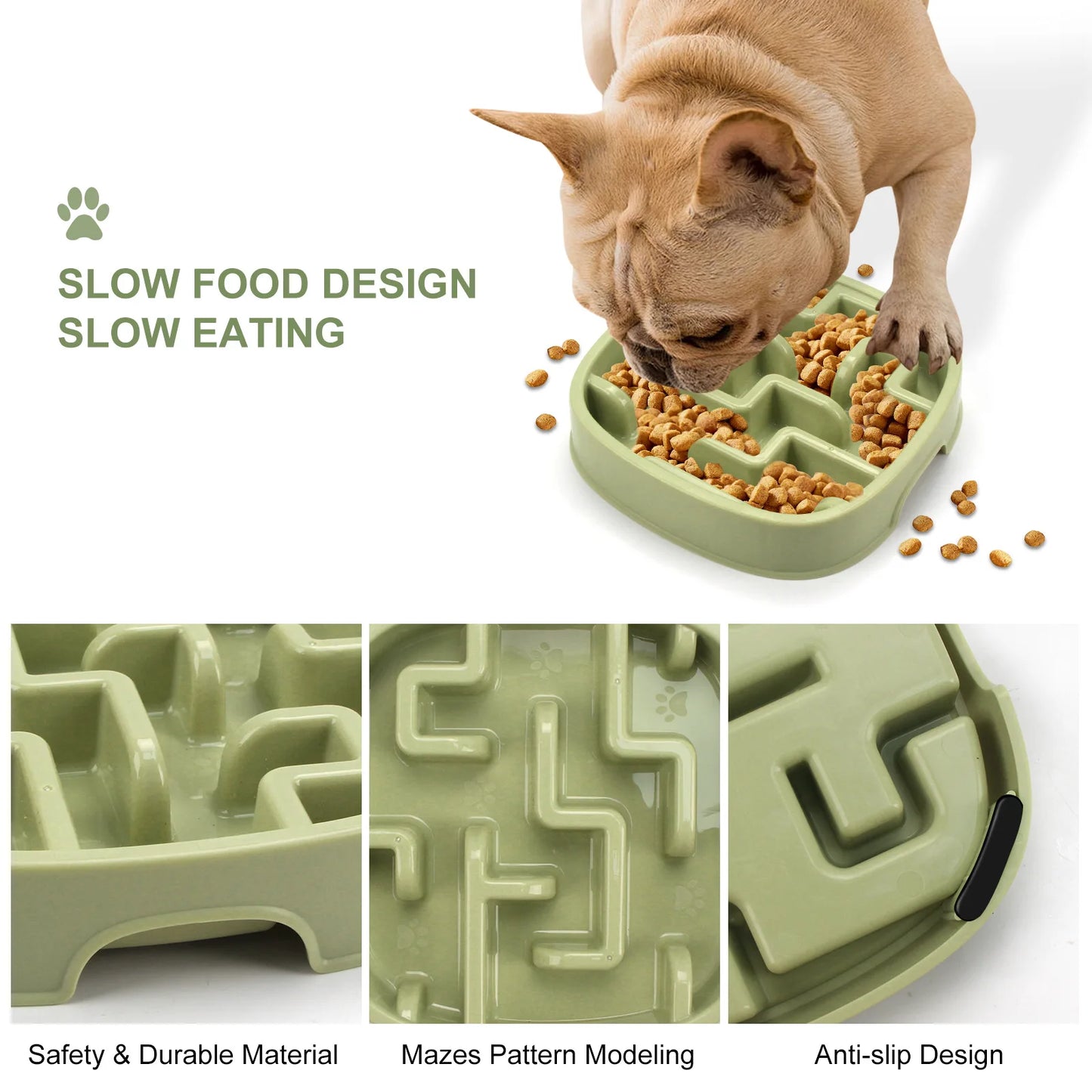 PP Material Pet Bowls Set – Dog & Cat Slow Food Bowls, Non-Slip Feeding Bowls & Durable Pet Supplies