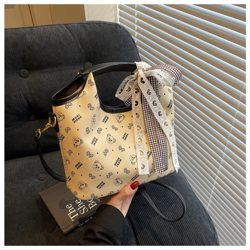 Popular bags for women, new fashionable French printed armpit tote bag, minimalist handbag, diagonal cross bag