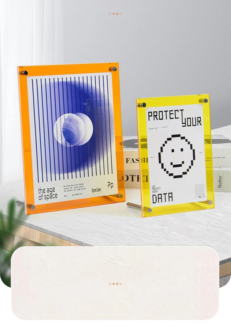 Acrylic Picture Frames,Color Desk Picture Frames with Stand,Modern Frameless Floating Frame for Desktop Display Gift Home Office