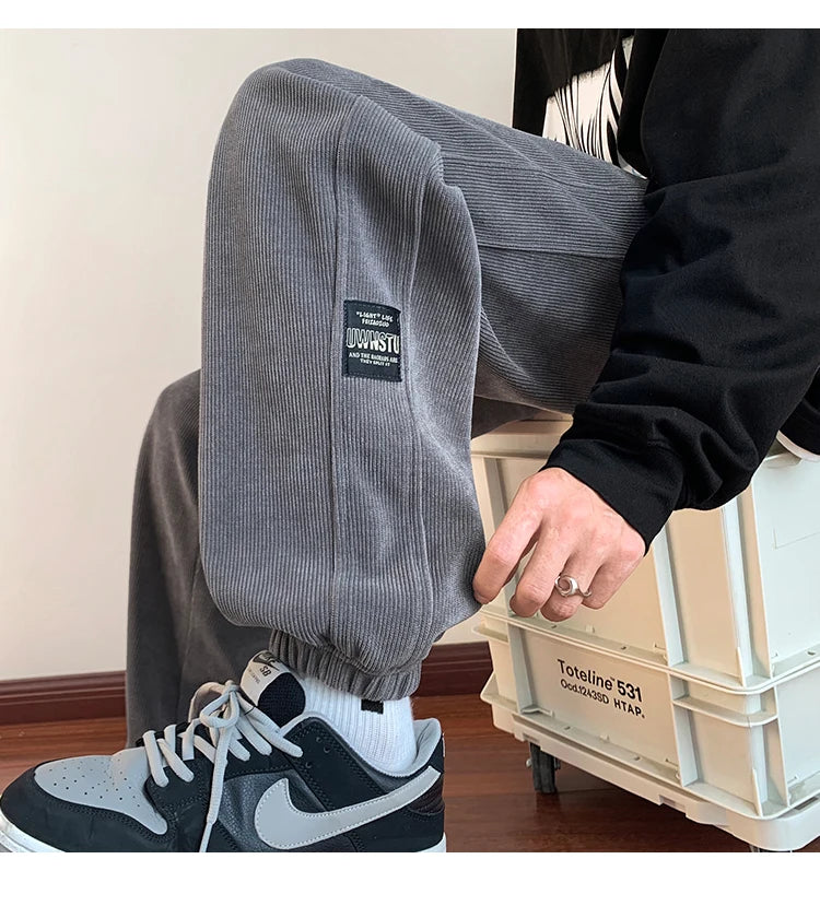 2025 New Men's Corduroy Casual Pants Autumn Winter Wear Resistant Dirt Proof Loose Fit Sport Style Trousers for Working