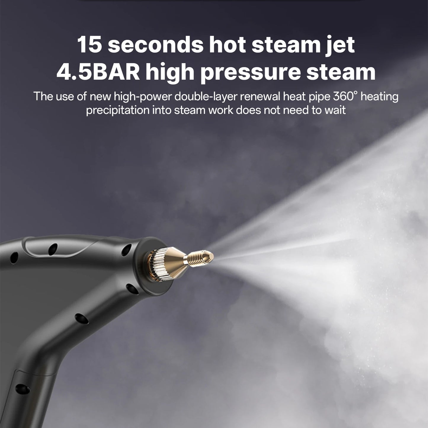 Handheld Steam Cleaner 6 Levels Adjustable 105℃/221℉ Deep Cleaning Steamer 1200ml Water Tank High Temp Steam Cleaning Machine