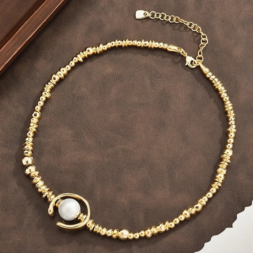 Pearl Jewelry Set, Gold Silver Necklace Earrings Bracelet Set, Elegant Wedding Party Jewelry For Women Gifts