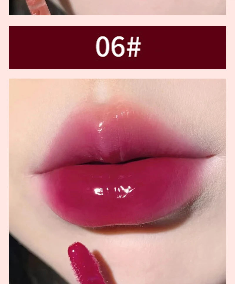 6 colors Light Glass-Like Lip Lacquer - Mirror Shine, Hydrating Formula; Smudge-Proof, Long-Wear, and Skin-Brightening