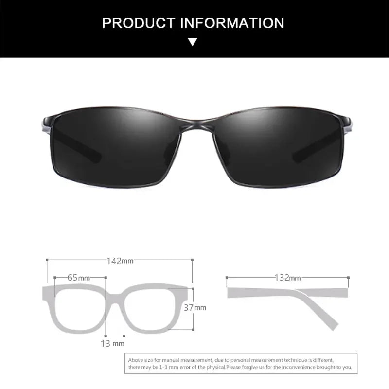 Photochromic Men Polarized Sunglasses Male Metal Square Glasses Driving Sun Glasses UV400 Outdoor Sports Cycling Goggles