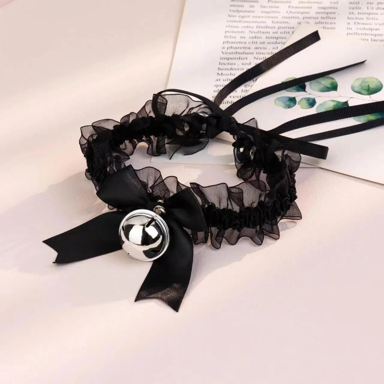Japanese Bow Lace Lace Bell Necklace Choker Collarbone Neck Accessory Sexy Sweet Soft Girl Neck Strap Cos Maid Collar