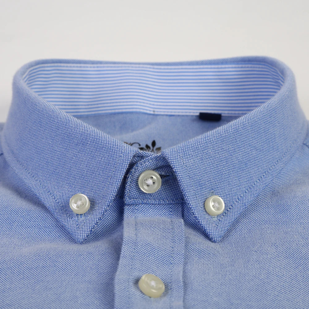 Men's Long Sleeve Oxford Button-Down Shirt with Left Chest Pocket Comfortable Autumn Winter Regular Fit Casual Versatile Fashion